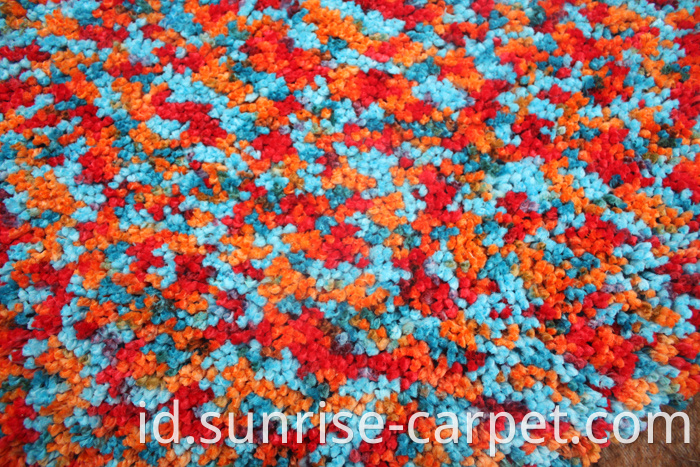 Polyester Rugs with spac dyed yarn blue and orange